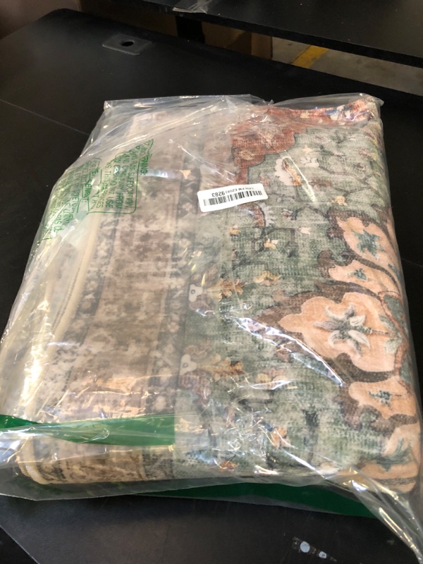 Photo 1 of RELEANY Area Rugs 2'x10' Washable Non-Slip, Floral Vintage Distress Print Pattern Medallion Carpet for Living Room Bedroom Dining Room, Brick Red Rust Neutral Brown Burnt Orange Green