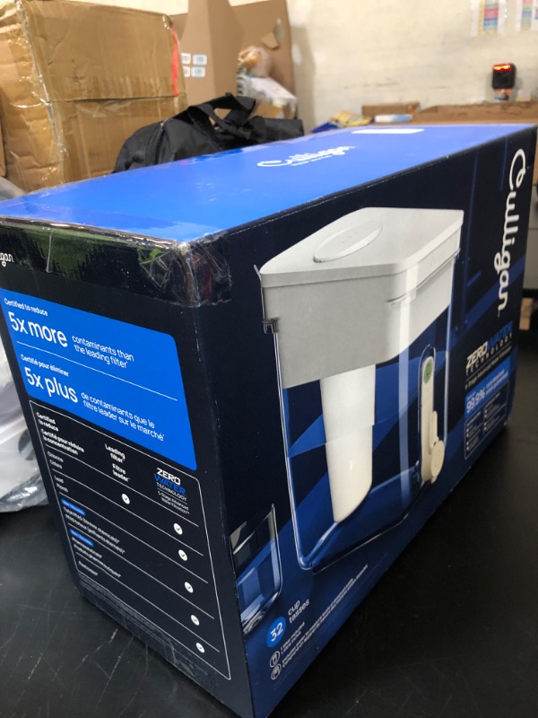 Photo 1 of Culligan with ZeroWater Technology 32-Cup Water Filter Dispenser – Includes 5-Stage Advanced Water Filter, Certified to Reduce Lead, Total PFAS (Forever Chemicals), Mercury, Fluoride, and Chlorine