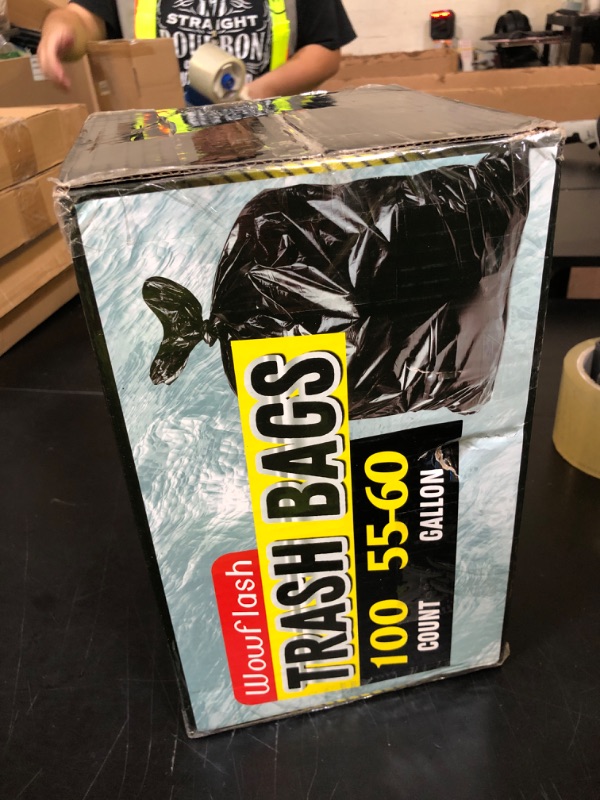 Photo 1 of 100 Count 55-60 Gallon Trash Bags, Sturdy & Tear-Resistant Commercial Can Liners 55 Gallon, Large Garbage Bags, Large Black Trash Bags for Commercial, Lawn and Leaf Bags
