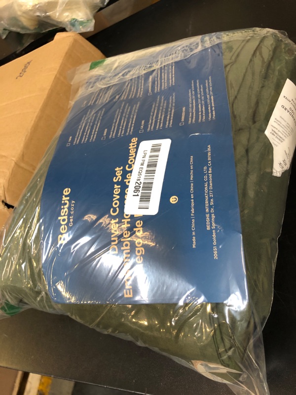Photo 1 of Bedsure Olive Green Duvet Cover Queen Size - 3 Pieces Prewashed Cotton-Like Extra Soft Bedding Set, Includes 1 Duvet Cover 90x90 Inches with Zipper Closure & 2 Pillow Shams, Comforter Not Included