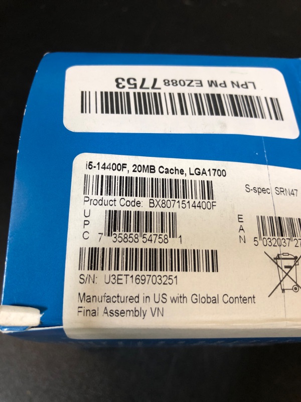 Photo 1 of Intel Core i5-14400F LGA 1700 Processor BX8071514400F