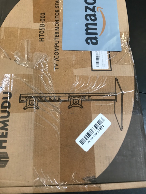 Photo 1 of Dual Monitor Stand - Vertical Stack Screen Free-Standing Monitor Riser Fits Two 13 to 34 Inch Screen with Swivel, Tilt, Height Adjustable, Holds One (1) Screen Up to 44Lbs