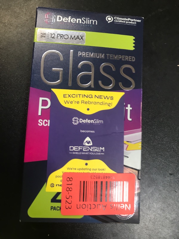 Photo 1 of Defenslim Screen Protector for iPhone 12 Pro Max (2Pack), Easy Auto-Align Install Kit, 6.7" Tempered Glass, 9H Hardness, Ultra HD Clear, Case Friendly, EasyShield