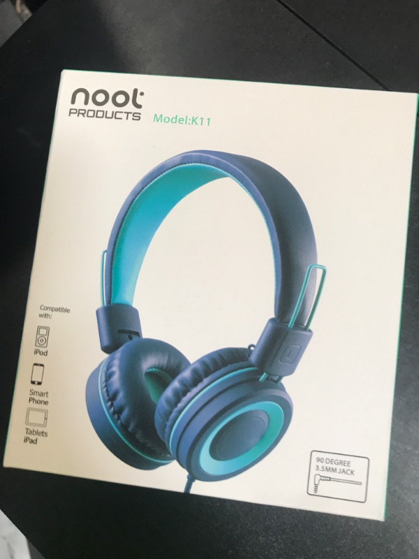 Photo 1 of Kids Headphones - noot products K11 Foldable Stereo Tangle-Free 3.5mm Jack Wired Cord On-Ear Headset for Children/Teens/Boys/Girls/Smartphones/School/Kindle/Airplane Travel/Plane/Tablet (Navy/Teal)
