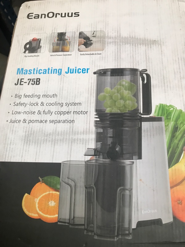 Photo 1 of Cold Press Juicer, 5.3" Wide Feed Chute Juice Extractor Machine with 400W, High Juice Yield, Slow Masticating Juicer for Whole Vegetables & Fruits, Metallic Silver