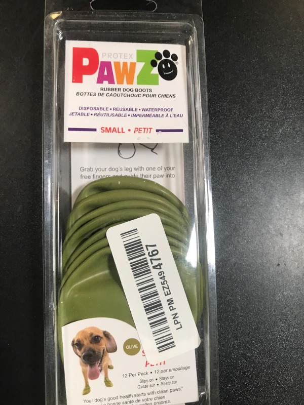 Photo 1 of PawZ Rubber Dog Boots for Paws up to 3", 24 Total (2 Packs of 12) - All-Weather Dog Booties for Hot Pavement, Snow, Mud, and Rain - Waterproof, Anti Slip Dog Socks - Medium, Olive Green