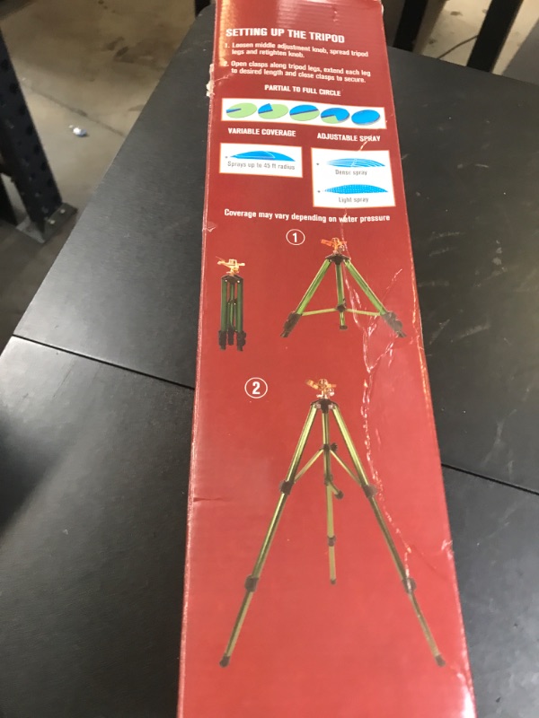 Photo 1 of Hourleey Impact Sprinkler on Tripod Base, Heavy Duty Brass Sprinklers for Yard Lawn Garden, 0-360 Degree Large Area Coverage, 3/4 Inch Connector Extension Legs Flip Locks with Brass Sprinkler Head