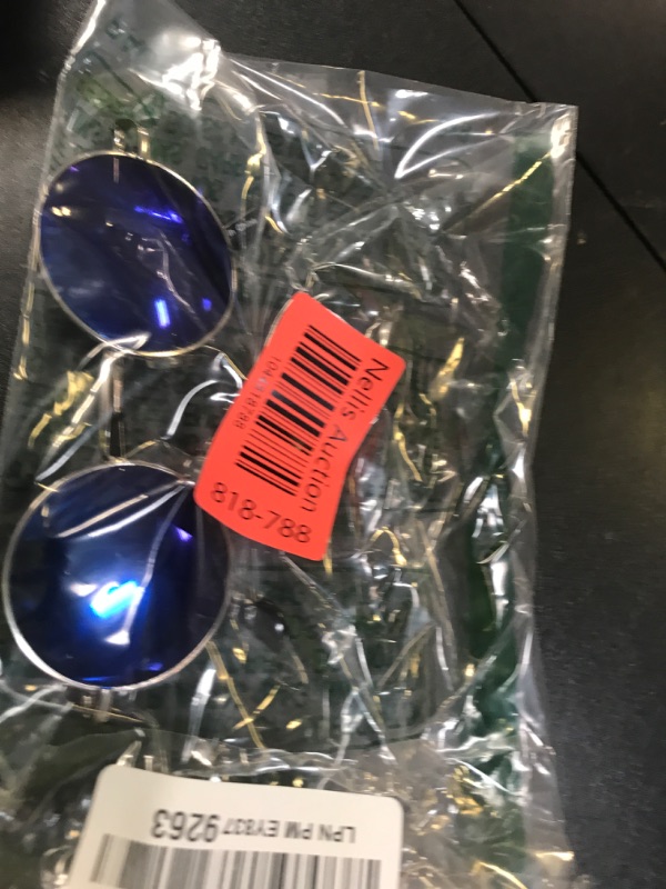 Photo 1 of OWL Round Retro Vintage Circle Style Tint Sunglasses Metal Colored Frame Colored Lens Brand (Round_43mm_Blue_Silver_Mirror, PC Lens)