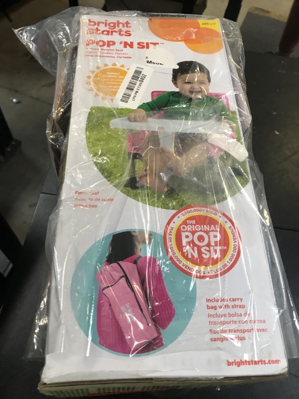 Photo 1 of Bright Starts Pop 'N Sit Portable Booster, Indoor/Outdoor Use, Floor Seat with Feeding Tray, Pink, 6 Mos - 3 Yrs