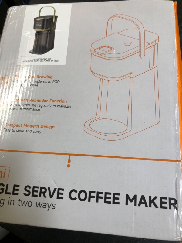 Photo 1 of Tastyle Single Serve One Cup Coffee Maker, for K Cups and Grounds, Mini Coffee Maker with Portable Handle, 6 to 12 Oz Brew Size, for Travel, Camping, Office, RV and Dorm, 120V, Black and Gold