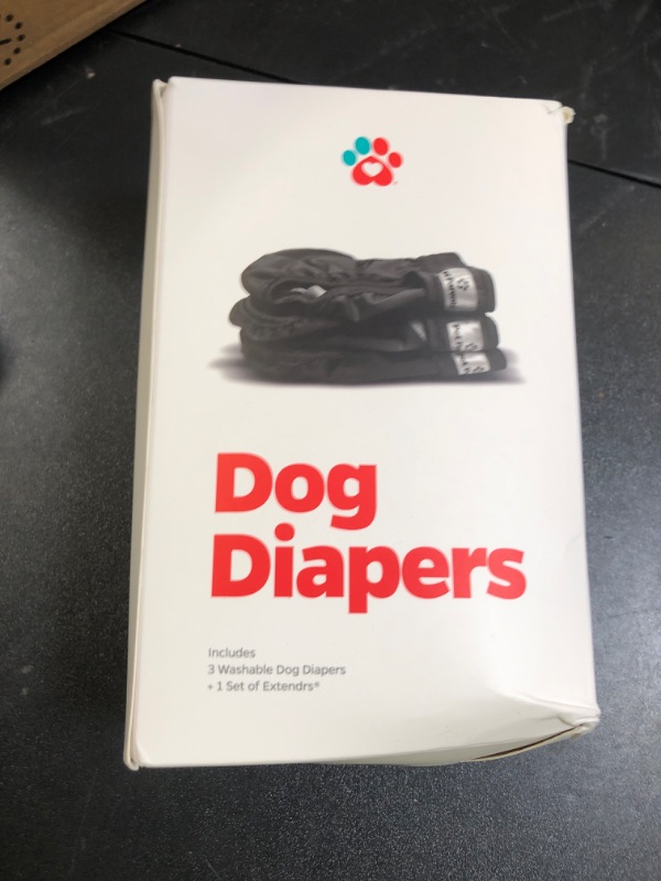 Photo 1 of Pet Parents® Washable Dog Diapers (3pack) + Extendrs® of Durable Doggie Diapers, Premium Dog Diapers Female & Male (Small, Black)