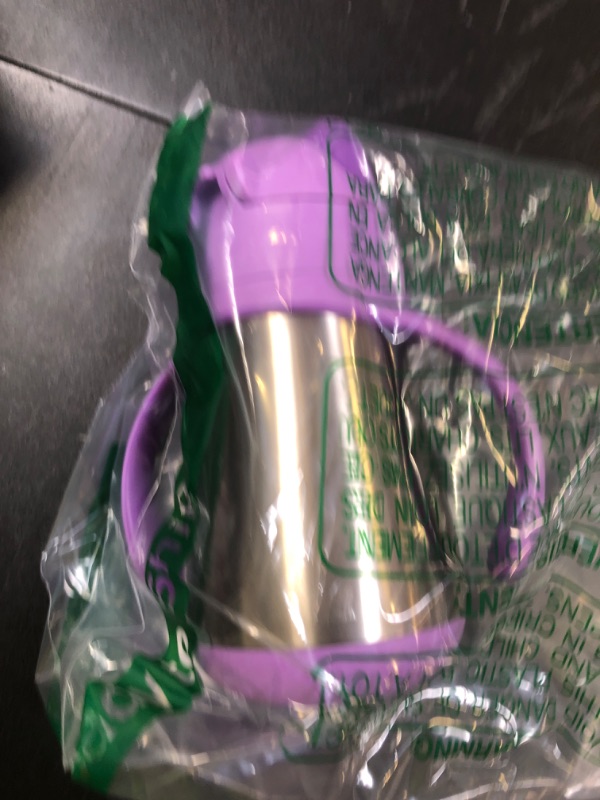 Photo 1 of Munchkin Cool Cat Sippy Cup for Toddlers, Stainless Steel Straw Cup, 8 Ounce, Purple