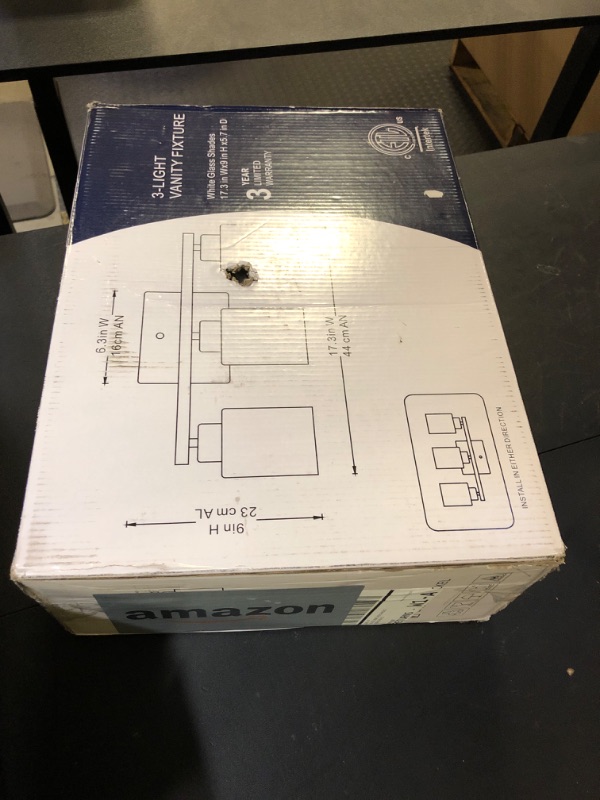 Photo 1 of FonmYim Brushed Nickel Bathroom Light Fixtures, 3-Light Modern Vanity Light Over Mirror, Wall Sconces with Milky White Frosted Glass Shades, E26 Socket (Bulbs Not Included)