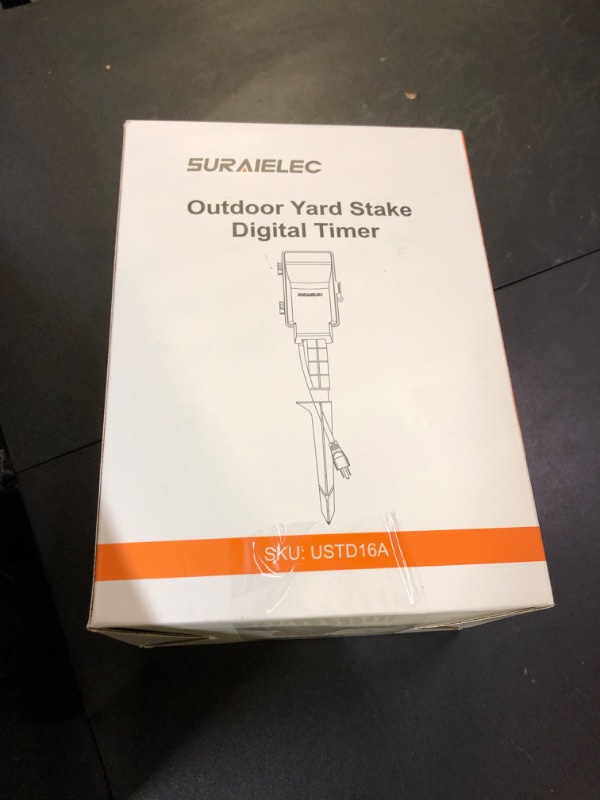 Photo 1 of SURAIELEC Outdoor Power Stake, 7-Day Programmable Digital Timer, Power Strip Weatherproof, 6 Multi Plug Electrical Outlet Waterproof, 6FT Extension Cord, for Outside Yard Light, Halloween Decorations