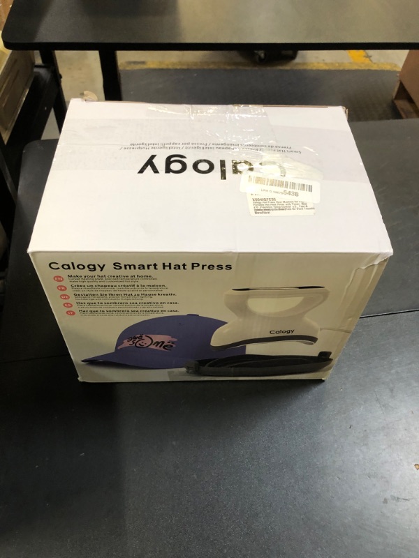 Photo 1 of Calogy Hat Press Heat Machine for Caps, Mini Portable Hat Heat Press with Timer, Max 410?,Precision Temp Control ±5?, Fast & Evenly Heating 2.76*6.3in Curved Plate for 6 1/2-8 hat?21-26 Girth (Blue)