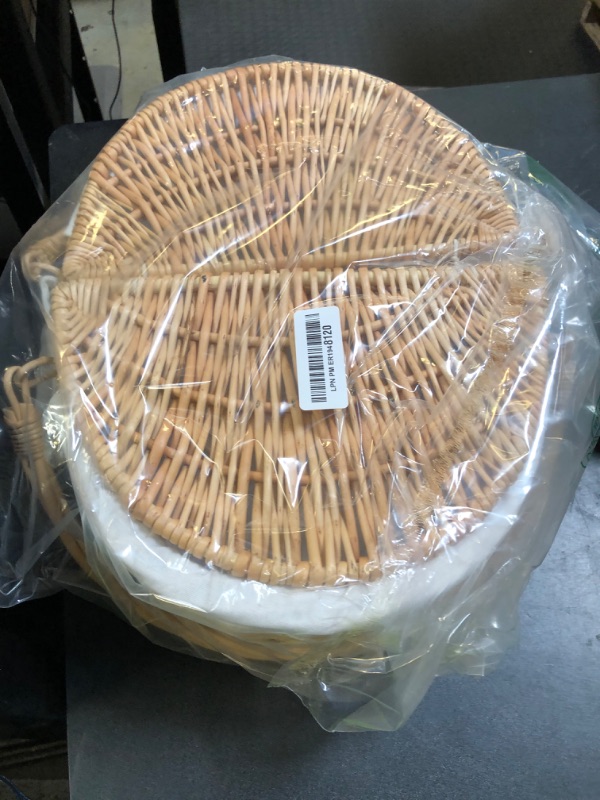 Photo 1 of Hap Tim Wicker Picnic Basket for 2 with Lid - Unique Gifts Ideas for Couple, Engagement, Wedding, Bridal Shower, Family, Christmas - White Elephant Gifts for Adults(Y2408B-1)