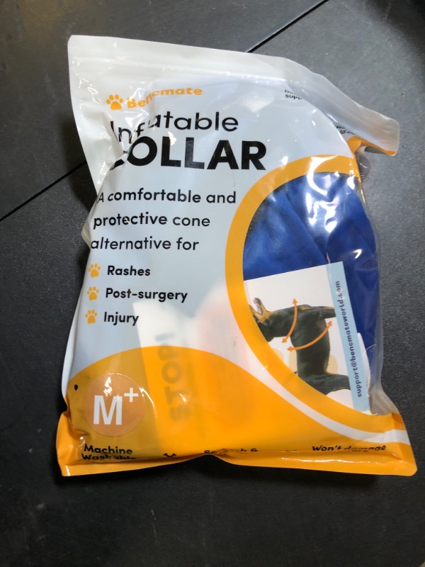 Photo 1 of BENCMATE Inflatable Dog Cone Collar Alternative, Soft Dog Cone for Small Medium Large Dogs and Cats, Neck Recovery ECollar Donut Collar After Surgery (Medium+, Blue)