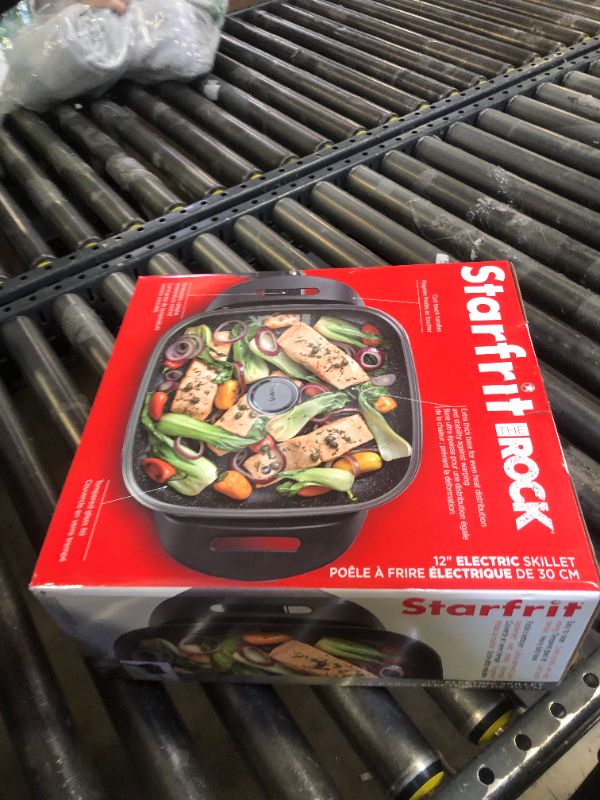 Photo 1 of Starfrit The Rock Electric Skillet - 12" x 12" - Rock.Tec Non-Stick Cooking Surface - Tempered Glass Lid - 1200W