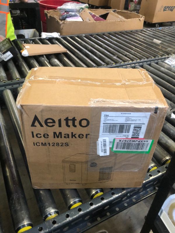 Photo 1 of Aeitto Ice Maker Countertop 26lbs/24H, Ice Machine 8 Ice Cubes Ready in 6 Mins, 2 Sizes of Bullet Ice Portable Ice Makers with Basket & Scoop, Auto Self-Cleaning for Home/Kitchen/Office Stainless