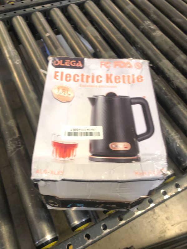 Photo 1 of OLEGA Electric Kettle - 1500W Electric Tea Kettle 1.8L Stainless Steel Inner Electric Kettles for Boiling Water Auto Shut Off Boil-Dry Protection Electric Water Kettle for Coffee Tea Black