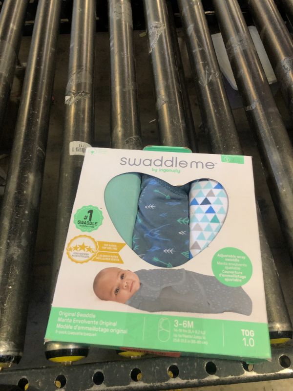 Photo 1 of SwaddleMe by Ingenuity Original Swaddle, 100% Cotton, Improves Sleep & Calms Startle Reflex, 3-6 Months, 14-18 lbs, 1.0 TOG, 3-Pack, Baby Swaddle Blanket - Mountaineer