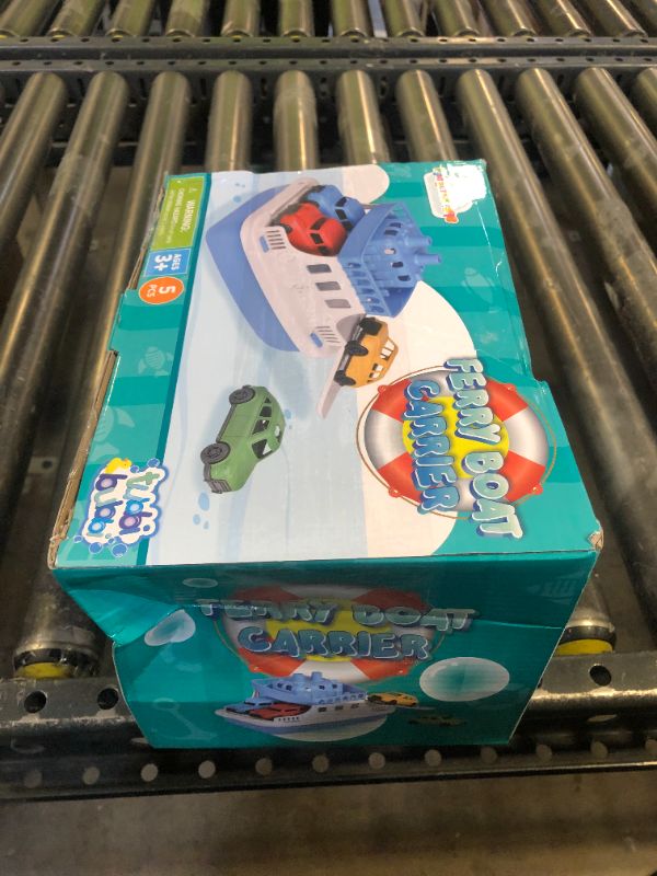 Photo 1 of Toy Boat Bath Toys for Toddlers with 4 Mini Car Toys, Kids Water Toys Ferry Boat for Bathtub Bathroom Pool Beach Toys, Birthday Gifts
