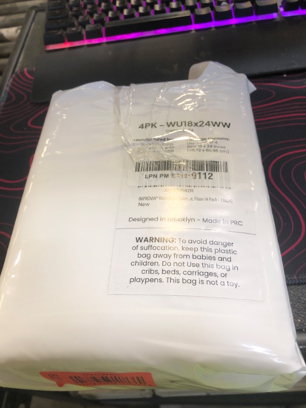 Photo 1 of IMPROVIA® Washable Underpads, Heavy Absorbency Reusable Incontinence Pads for Kids, Adults, Elderly, and Pets - Waterproof Protection Floor White & White (4 Pack - 18x24)