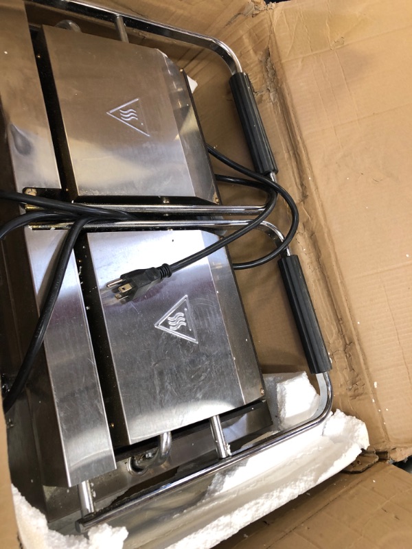 Photo 1 of USED NEEDS CLEANING****VEVOR Electric Contact Grills, 1500W Indoor Countertop Panini Press, Sandwich Maker with Non Stick,2 Reversible Iron Cooking Plates,0-446? Adjustable Temperature Control,Timer Function,120V