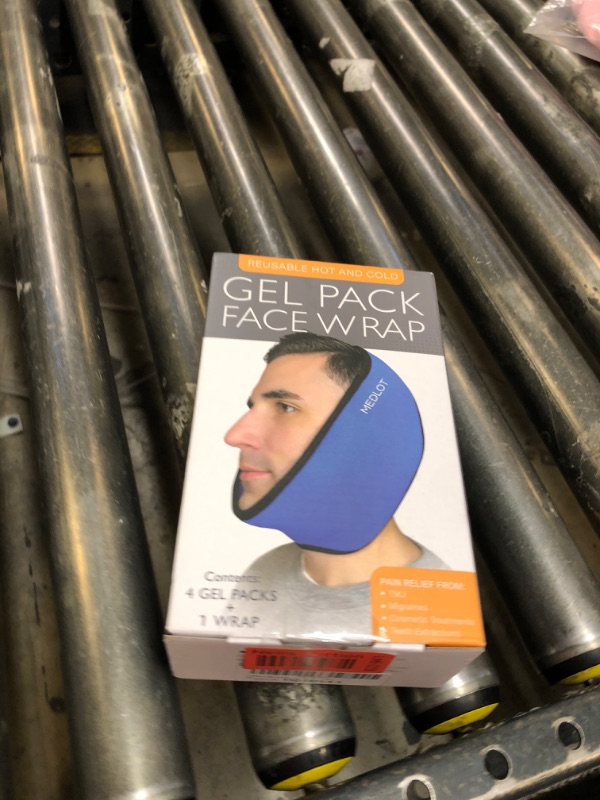 Photo 1 of LotFancy Face Ice Pack Wrap for TMJ, Wisdom Teeth, with 4 Reusable Hot Cold Therapy Gel Packs, Pain Relief for Head, Oral and Facial Surgery, Dental Implants, Blue