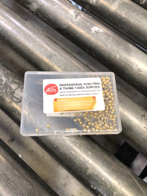 Photo 1 of Yalis Push Pins Map Tacks 1/8-Inch Retro Metallic Color Beads Head Marking Push Pins, 200-count (Gold)