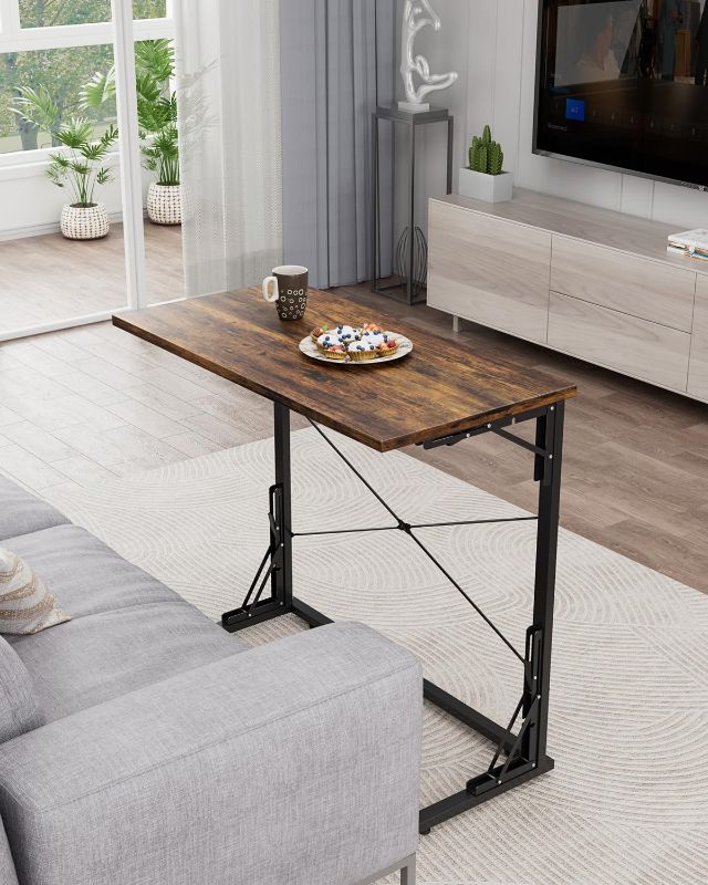 Photo 1 of Vantic 31.5" Folding Desk, Foldable TV Tray Table for Eating on Couch, Extra Large TV Dinner Trays, Portable Fold Computer Writing Desk Table for Home Office, Rustic Brown