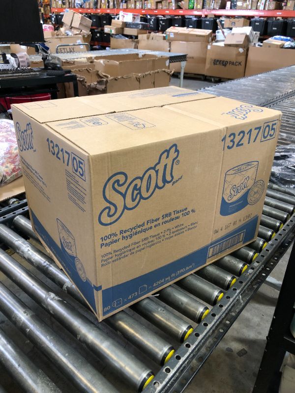Photo 1 of Scott Professional 100% Recycled Fiber Standard Roll Bulk Toilet Paper (13217), 2-Ply, Elevated Design, White, Individually Wrapped (80 Rolls of 473 Sheets, 37,840 Sheet Total)