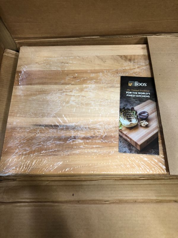 Photo 1 of John Boos R-Board Series Rectangular Wooden Maple Cutting Board 20”x15” – 1.5” Thick, 12-lb Reversible Butcher Block with Edge-Grain & Finger Grips – Made in the USA