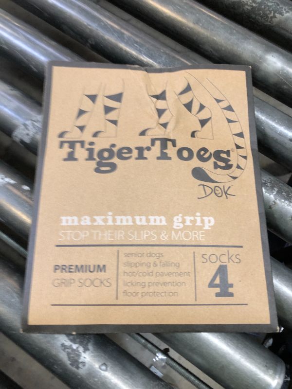 Photo 1 of DOK TigerToes Premium Non-Slip Dog Socks for Hardwood Floors - Extra-Thick Grip That Works Even When Twisted - Prevents Licking, Slipping, and Great for Dog Paw Protection - Size Medium