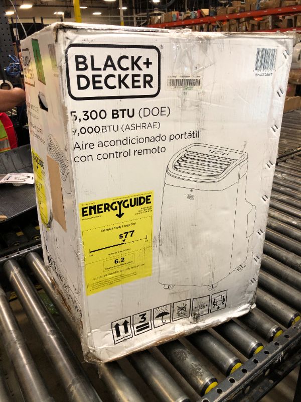Photo 1 of BLACK+DECKER Portable Air Conditioner, 9,000 BTU (5,300 BTU SACC) for Rooms up to 400 Sq. Ft., Portable AC with Follow Me Remote Control and Window Kit, BPACT08WT, White