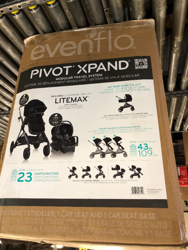 Photo 1 of Evenflo Pivot Xpand Modular Travel System with LiteMax Infant Car Seat (Ayrshire Black)