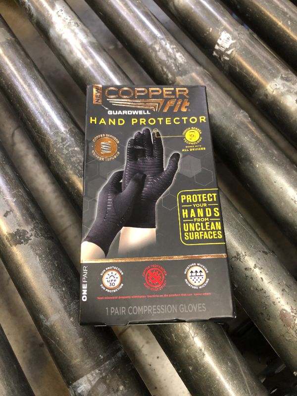 Photo 1 of Copper Fit Guardwell Gloves Full Finger Hand Protection, X-Large, Black