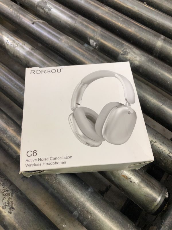 Photo 1 of RORSOU C6 Active Noise Cancelling Headphones, Wireless Over Ear Bluetooth Headphones, 60H Playtime, Lightweight Folding Deep Bass Comfort Fit Ear Cups Headset with Mic for iPad/Travel/PC/Home Silver