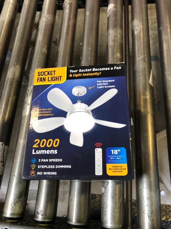 Photo 1 of OSTIVE Socket Fan Light with Remote: 18'' Small Ceiling Fans with Lights, 2000 Lumens Dimmable Led Bulb, 3 Colors 3000K-6500K, Easy Install Screw in E26 Base for Bedroom Living Room Kitchen Garage