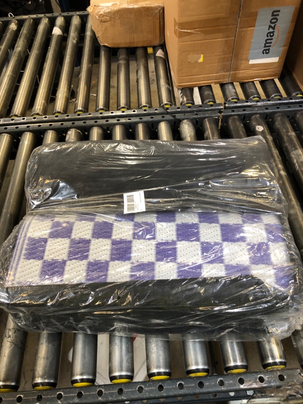Photo 1 of Wonnitar 8x10 Waterproof Outdoor Rug - Blue Purple Ombre Checkered Patio Rugs, Lightweight Reversible Mat for Deck Porch RV Picnic, Large Camping Carpet with Colorful Grid Design