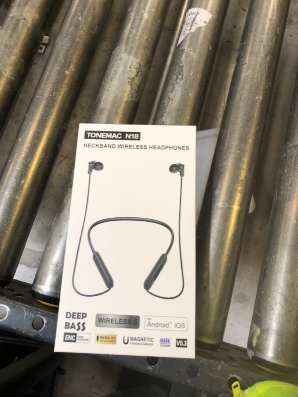 Photo 1 of TONEMAC N18 Neckband Bluetooth Earbuds, Wireless Bluetooth 5.2 Headphones with Microphone, Ultra-Lightweight Comfort, IPX7 Waterproof, Deep Bass Strong Beat, 20H Playtime, Magnetic Earphones, White