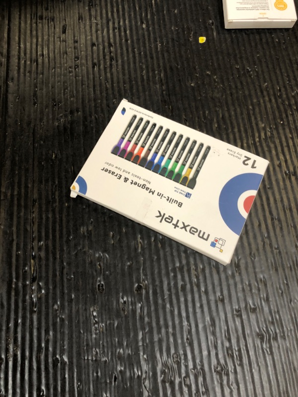 Photo 1 of maxtek Magnetic Whiteboard Markers - 12 Count Colorful Fine Tip Dry Erase Markers with Eraser for Kids, Low Odor Thin Markers for Calendar Boards