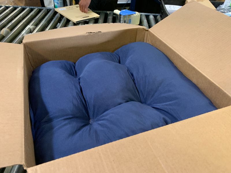Photo 1 of HOMELYSIAN Outdoor Chair Cushions 24x24, Patio Furniture Cushions with Removable Cover, Outdoor Deep Seat Cushion Set with Ties and Handle, Waterproof Outdoor Cushions for Chair Sofa Couch, Navy
