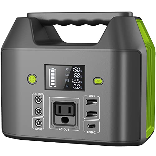 Photo 1 of EnginStar Portable Power Station, 150W 155Wh Power Bank with 110V AC Outlet, 6 Outputs External Battery Pack Portable Backup Battery Laptop Charger with LED Light for Home Camping
