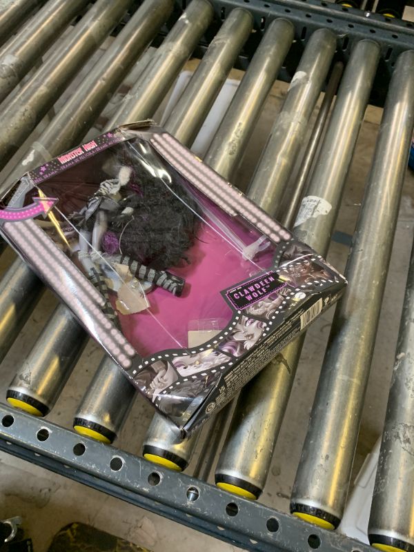 Photo 1 of Monster High Reel Drama Doll, Clawdeen Wolf in Black and White, Collectible Reproduction with Doll-Size and Life-Size Posters, Horror Flick Theme