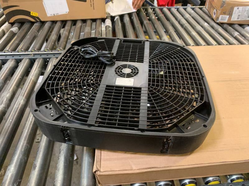 Photo 1 of Amazon Basics 3 Speed Box Fan, Indoor Electric Fan for Home Cooling, 5 Blades, Lightweight Design, 67 Watts, 20-Inch, Black, 6.8"D x 20.86"W x 21.33"H