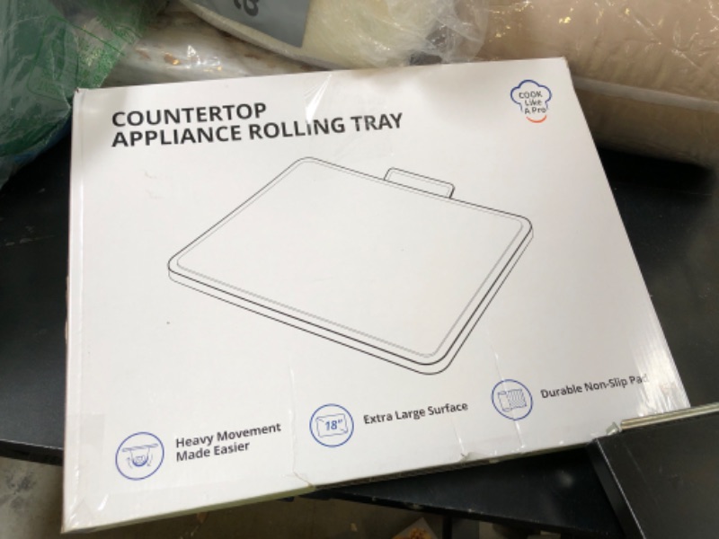 Photo 1 of Goldlion Appliance Sliding Tray Compatible with Ninja Foodi and Instant Pot Extra Wide Rolling Tray Accessories for Air Fryer, Coffee Maker, Stand Mixer and Blender, 16.1'' Wide by 11.7'' Deep