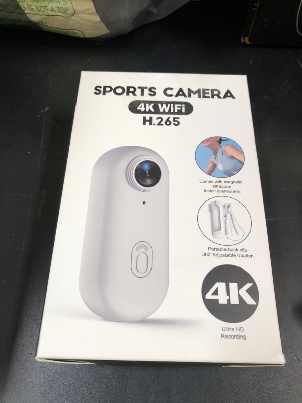 Photo 1 of Muayb 4K Mini Body Camera, 128GB Small Body Camera with 360° Rotatable Clip, Magnetic Lanyard, Easy to use for Recording Life, Work, Speeches, Traveling and Pet Walks (White)