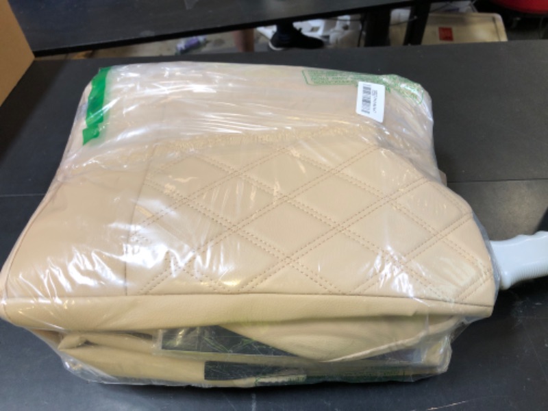 Photo 1 of NS YOLO Full Coverage Leather Car Seat Covers,Waterproof Seat Covers for Cars,SUVs Pick-up Truck, Car Seat Cushion,Car Seat Protector,Front Seat Cover,Beige Seat Cover with 2 Seats