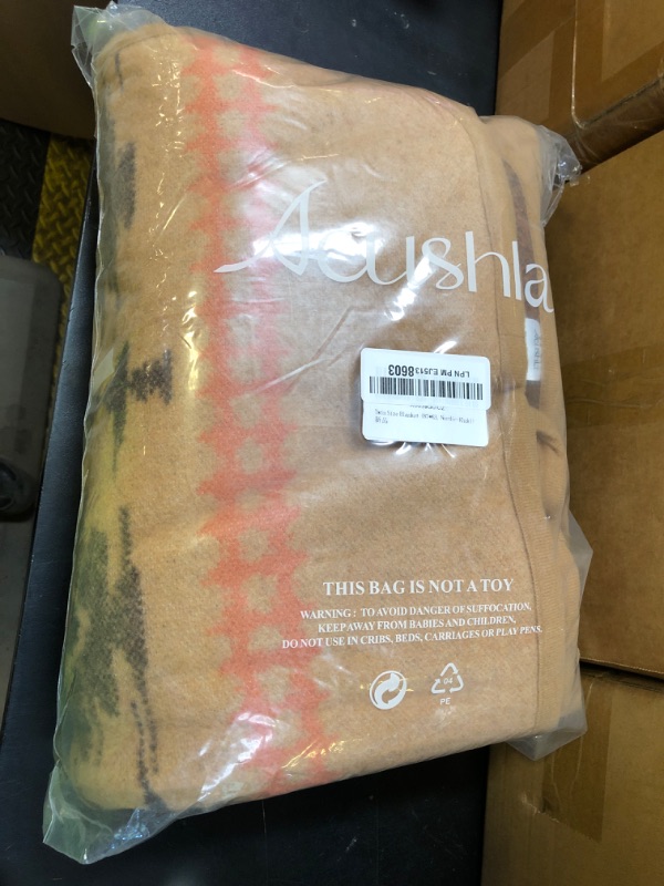 Photo 1 of ACUSHLA Merino Wool Blanket - Warm Thick Washable Large Bed Couch Camping Outdoor Throw Blanket All Seasons 79X63, Myers Khaki